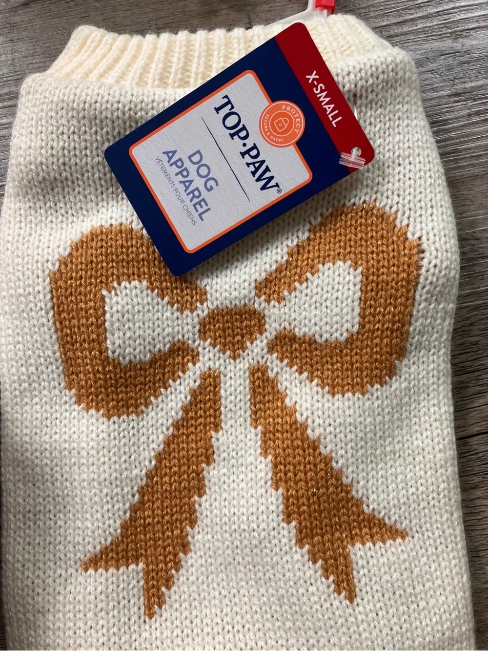 Top Paw Cream Knit Dog Sweater with Orange Bow AND Disney Princess Pet Bowl!